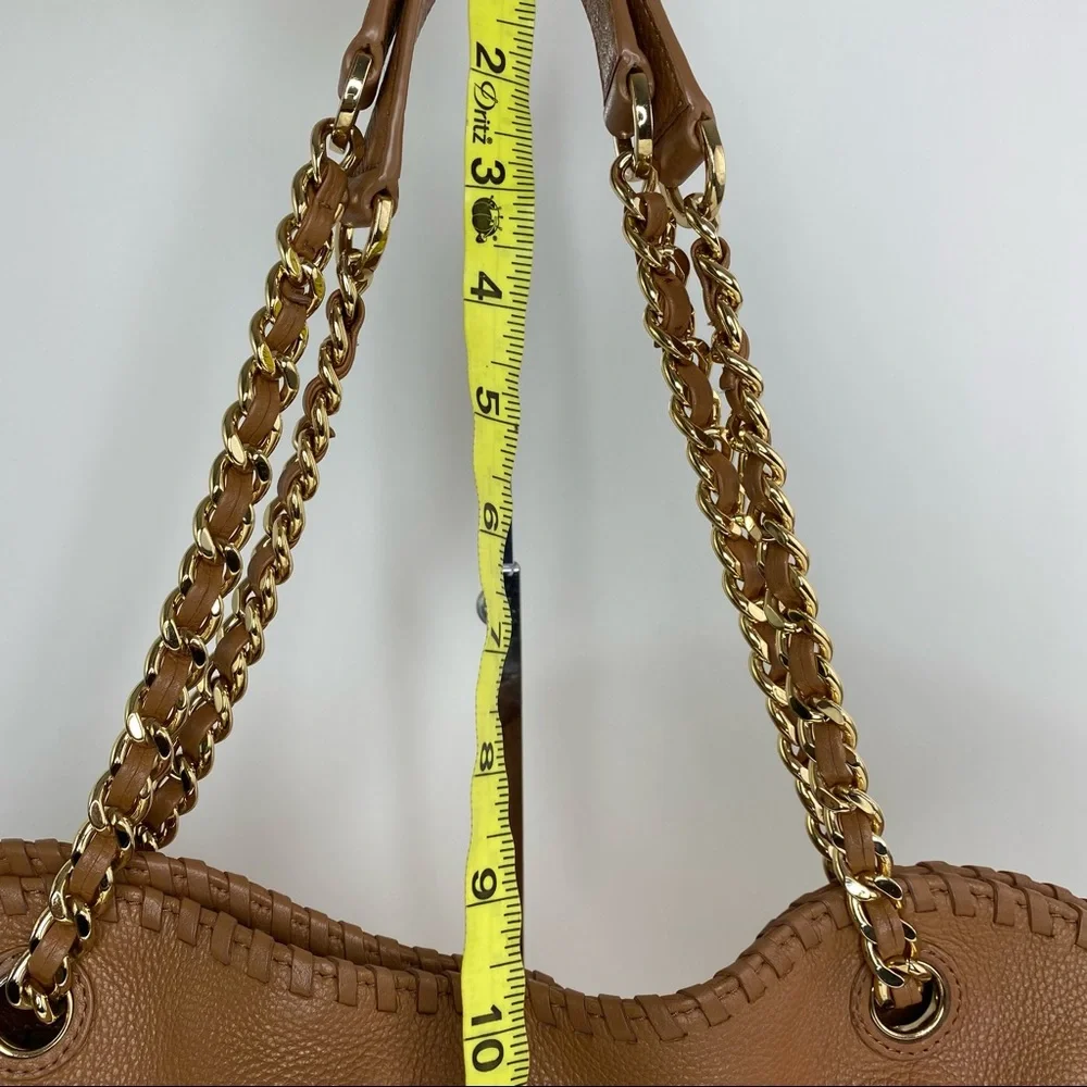 Tory Burch Bombé Slouchy Camel Leather Tote Bag